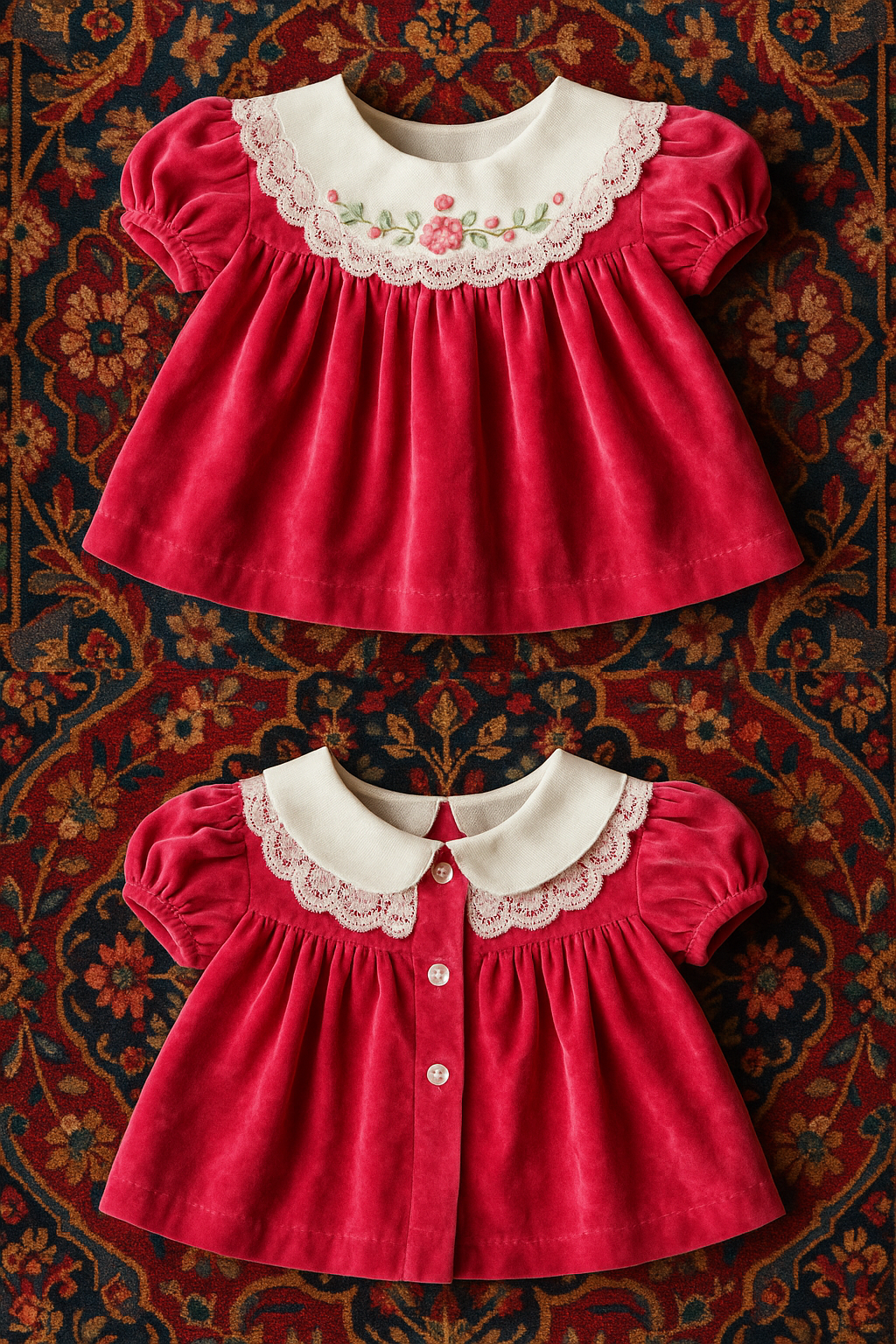 Rosebud Velvet Baby Top (0–3 Months)