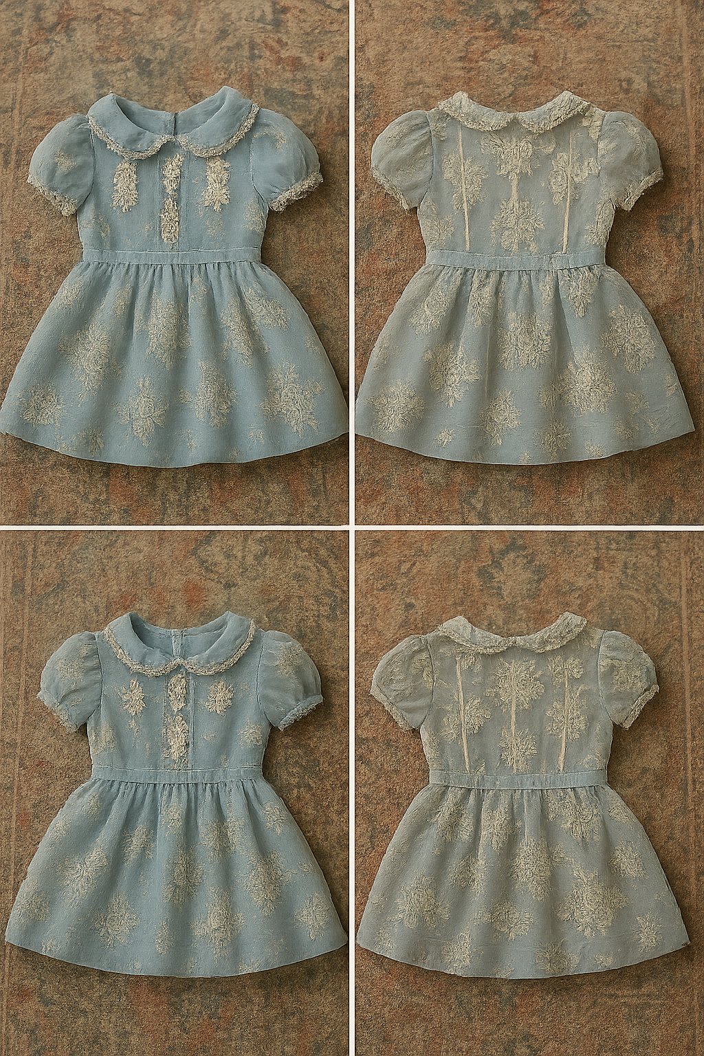 Powder Blue Rose Garden Dress (6–12 Months)