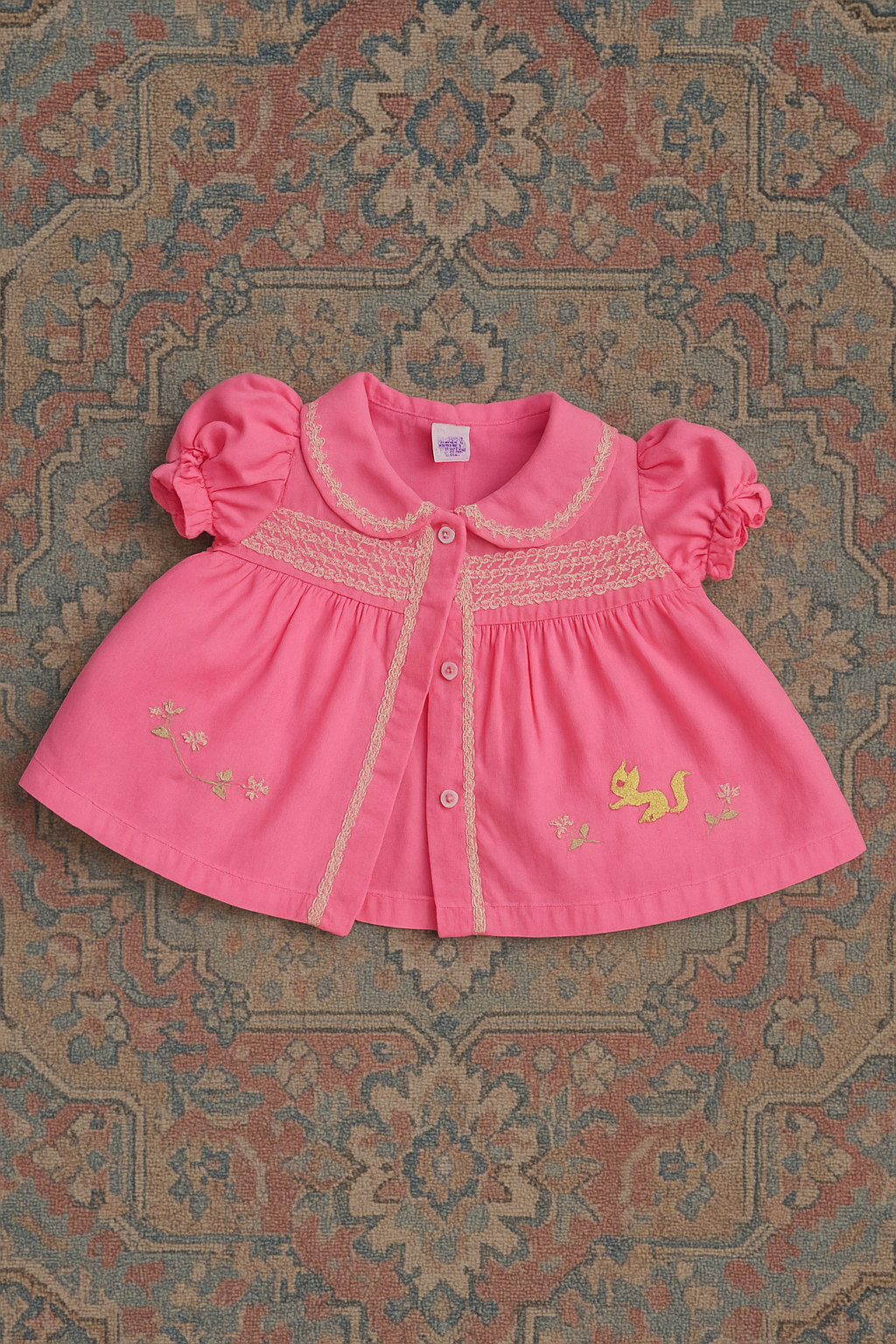 Pink Squirrel Embroidered Dress
