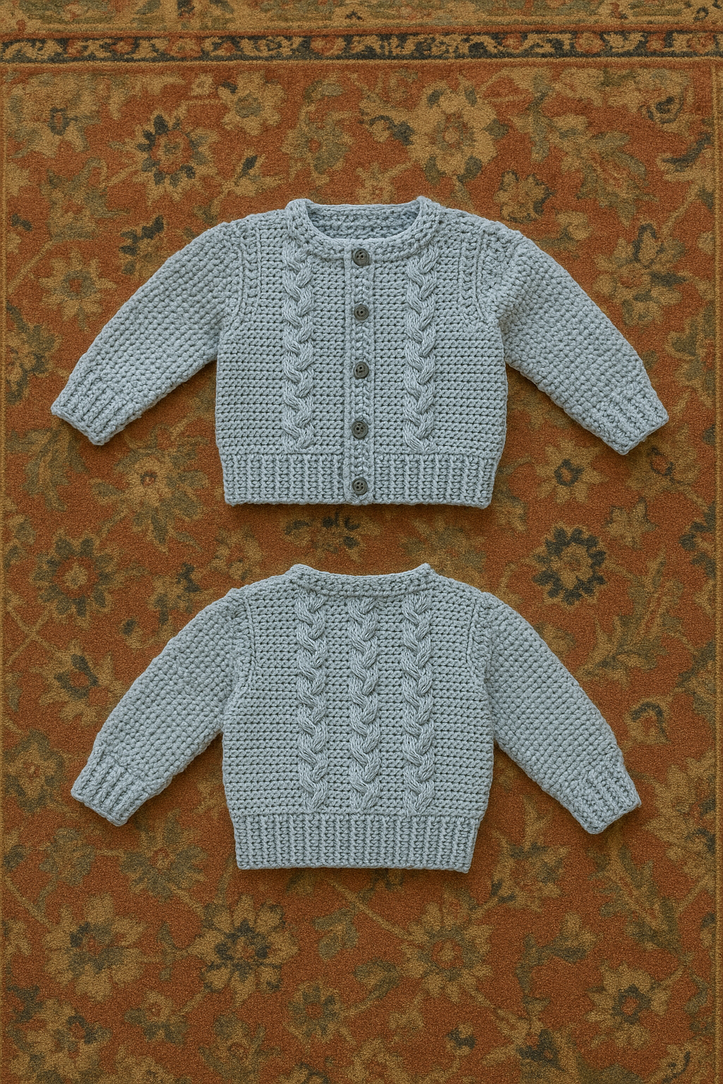 "Misty Meadow" Baby Cardigan (6–9 months)