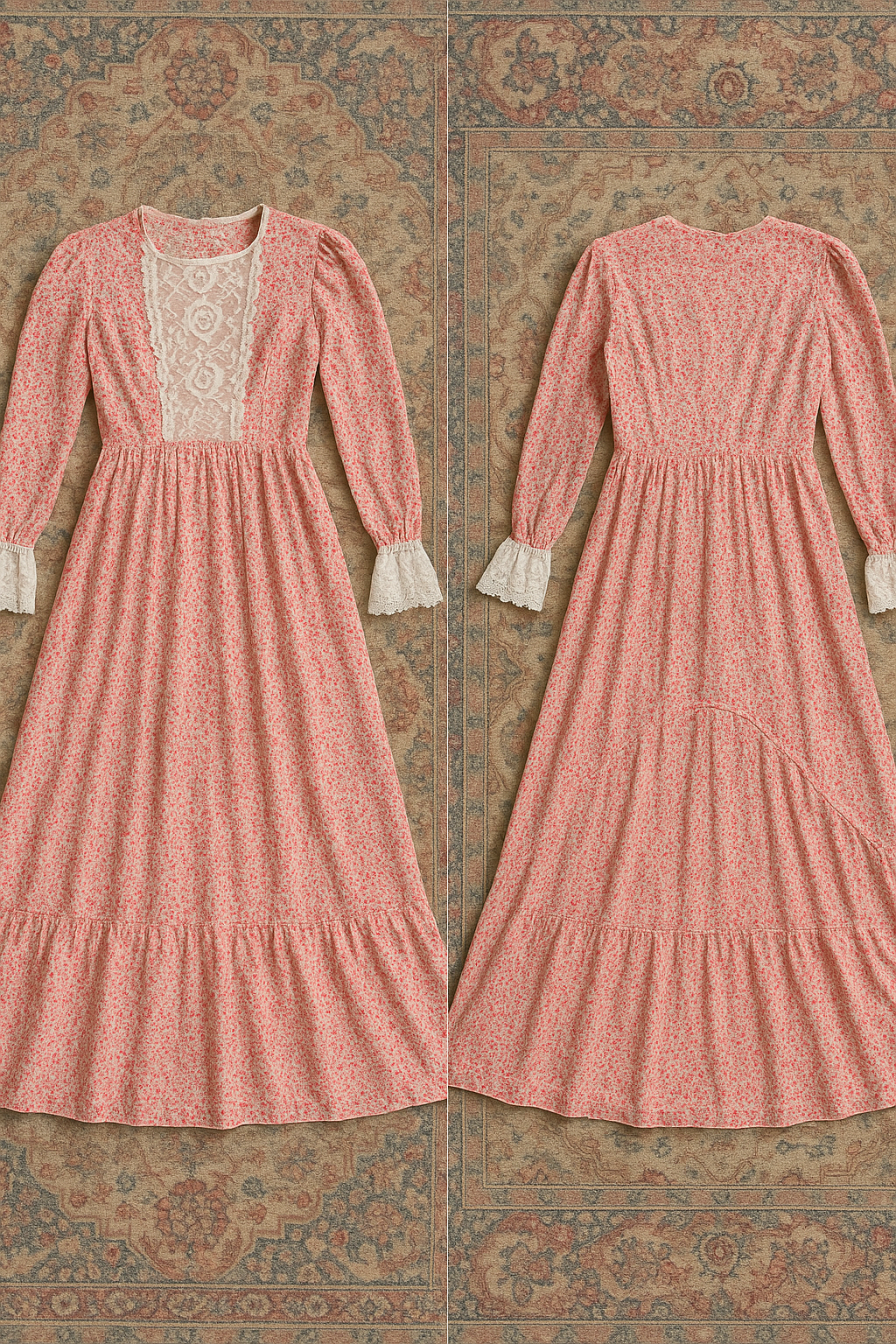 Pink Vintage Lace‑Front Dress (5-8 years)