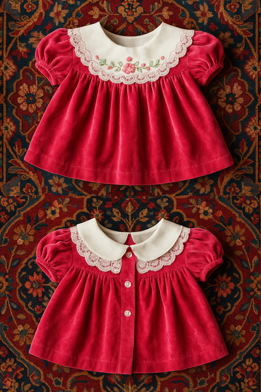 Rosebud Velvet Baby Top (0–3 Months)
