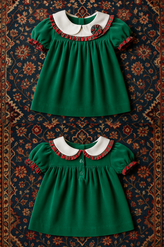Evergreen Holiday Velvet Dress (2T–4T)