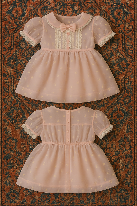 Blush Golden Bow Dress (6–9 Months)