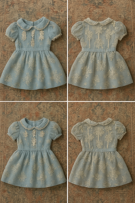 Powder Blue Rose Garden Dress (6–12 Months)