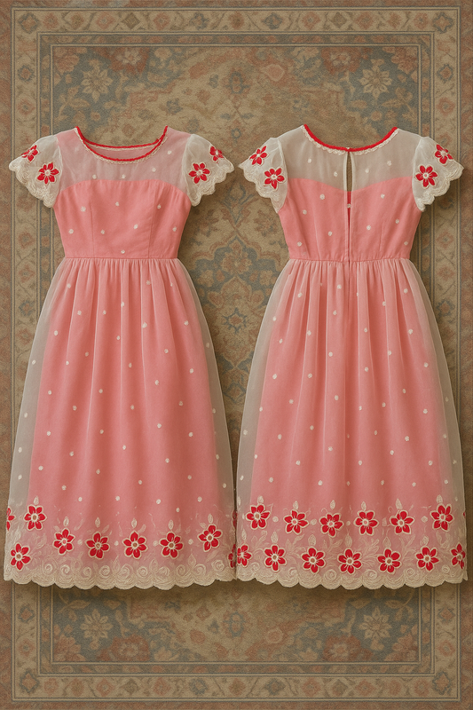 Coral Blossom Embroidered Gown (4–7 Years)