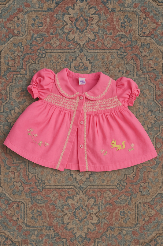 Pink Squirrel Embroidered Dress