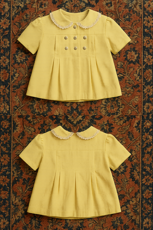Sunbeam Sailor Blouse – Buttercream Lace & Pearl Buttons (3–6M)