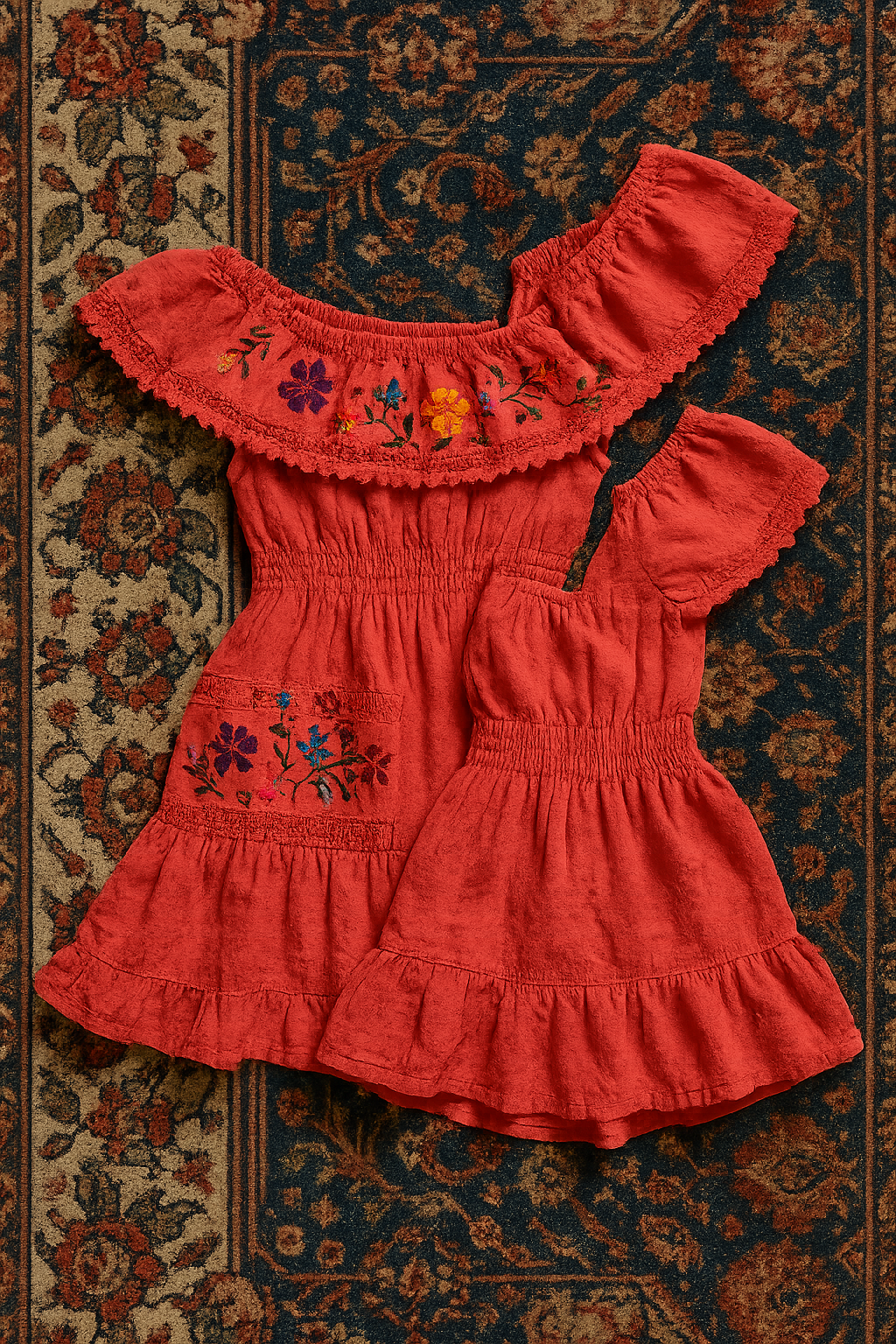 Sunset Bloom Embroidered Dress (3–5 Years)