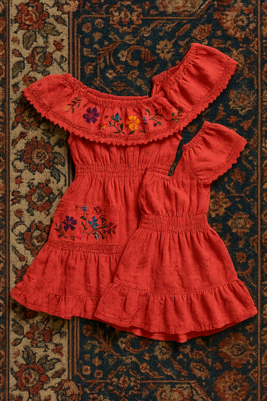 Sunset Bloom Embroidered Dress (3–5 Years)
