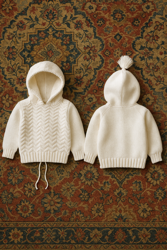 "Ivory Winter Hug" Baby Hoodie (3–6 months)