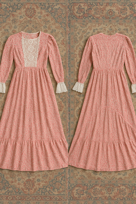 Pink Vintage Lace‑Front Dress (5-8 years)