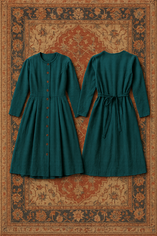 Forest Belle Button Dress (5–8 years)